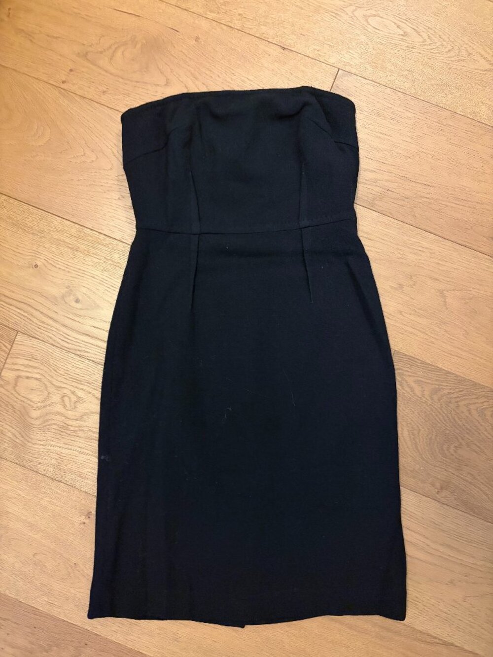 Talbots Black Wool Strapless Cocktail Sheath Dress